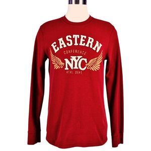 Top Thermal Long Sleeve Crew Neck Banded Cuff Appliqued N.Y.C Athletic Dept SM